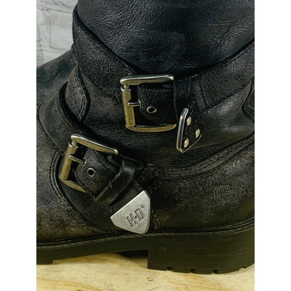 Harley Davidson Brushed Leather WILDER BOOTS Men's Black Gray Size 10M - Picture 8 of 13